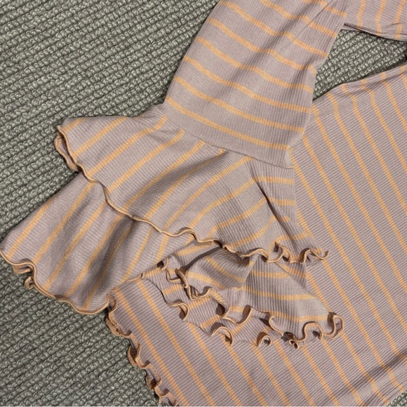 Free People We the Free Striped Good Find Bell Sleeve in Lilac/Peach (XS) - Picture 4 of 6